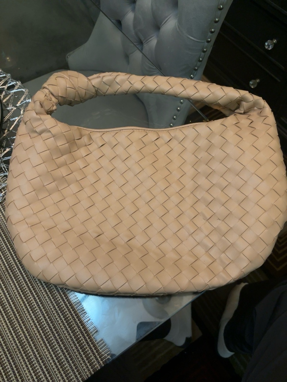 Bottega Veneta Beige Intrecciato Woven Shoulder Hobo